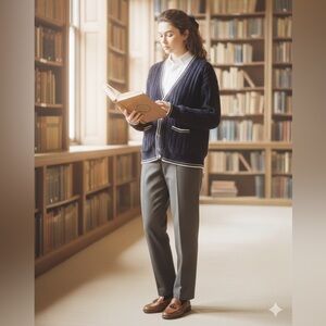 Vintage Oscar Jacobson Swedish Wool Cable Knit Cardigan - Navy/White Old Money